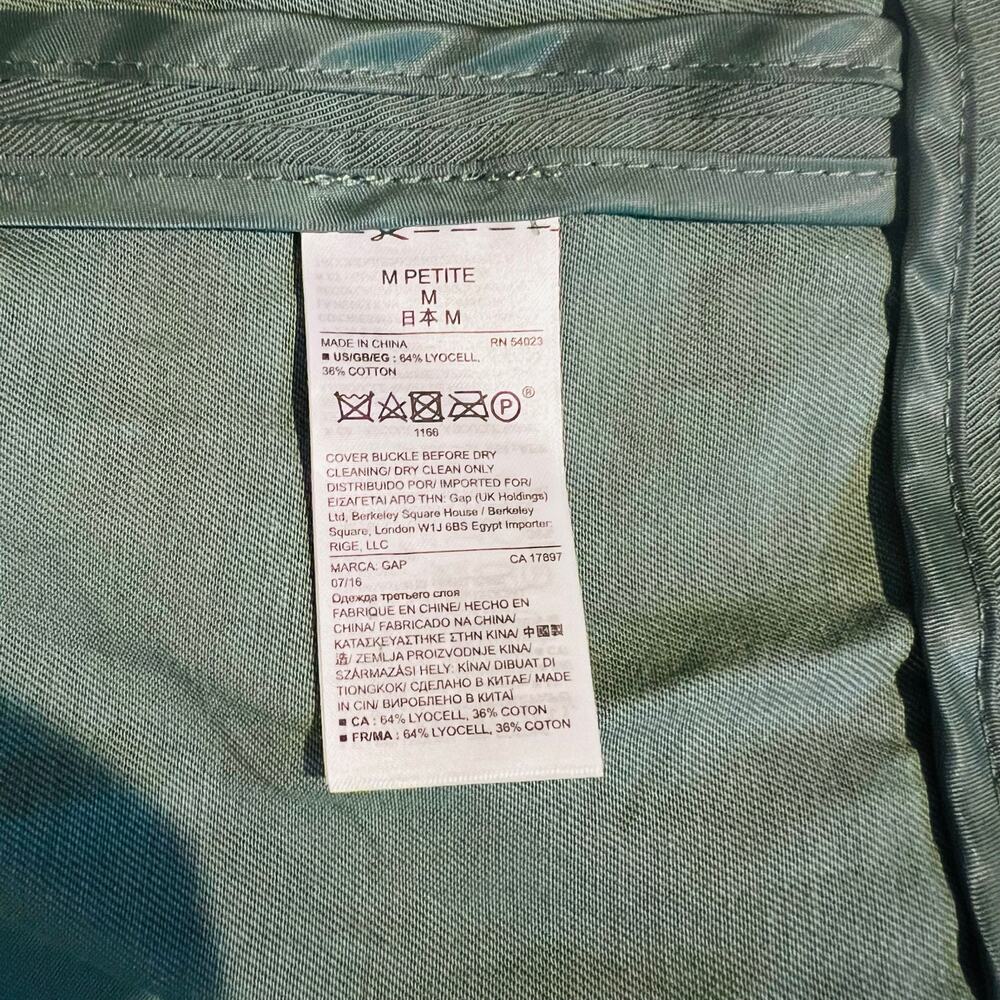 Gap Draped Belted  Open Front Long Jacket Size MP Medium Petite New Green - Picture 4 of 7